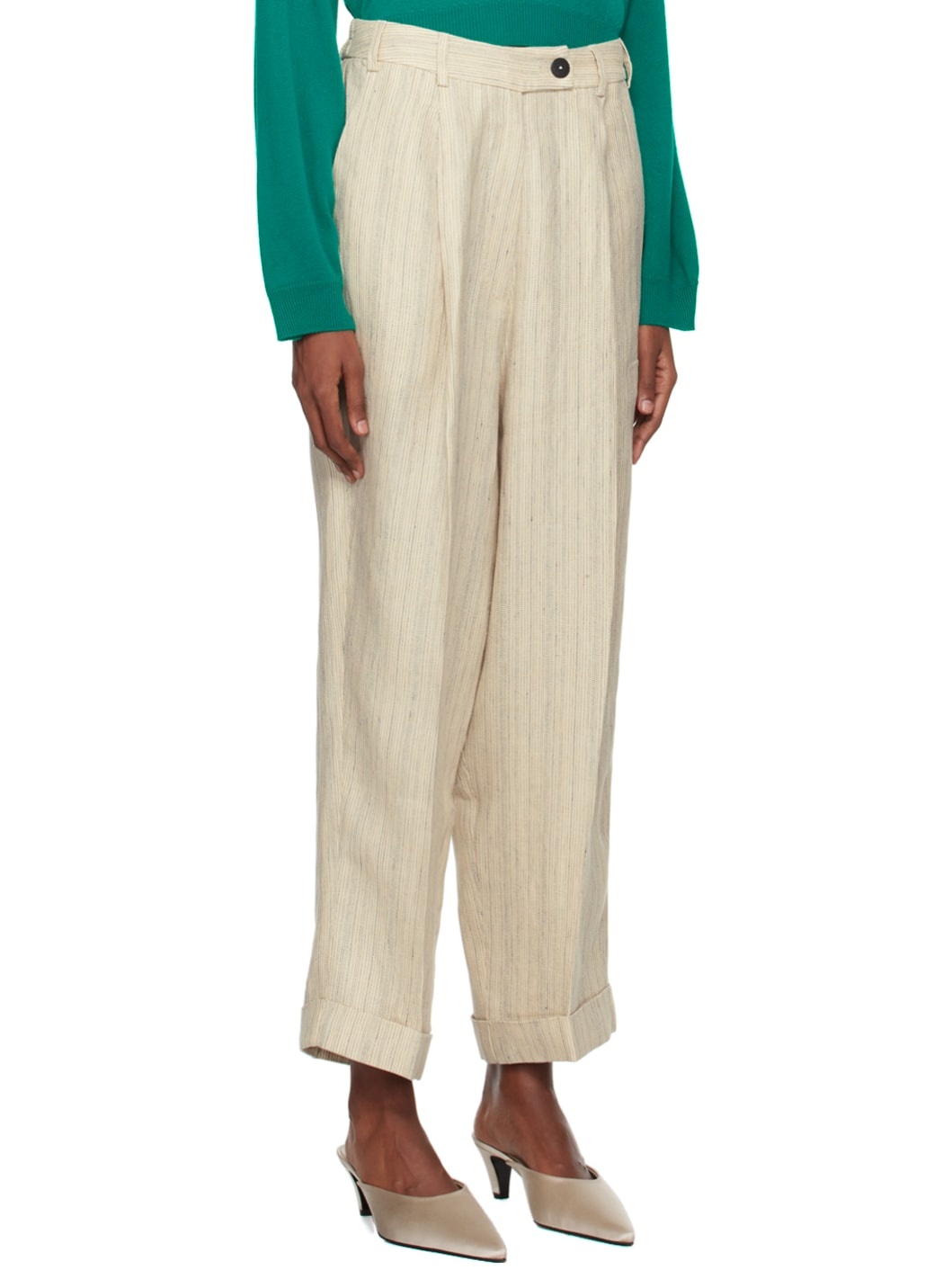 Beige Loose-Fit Trousers - 2