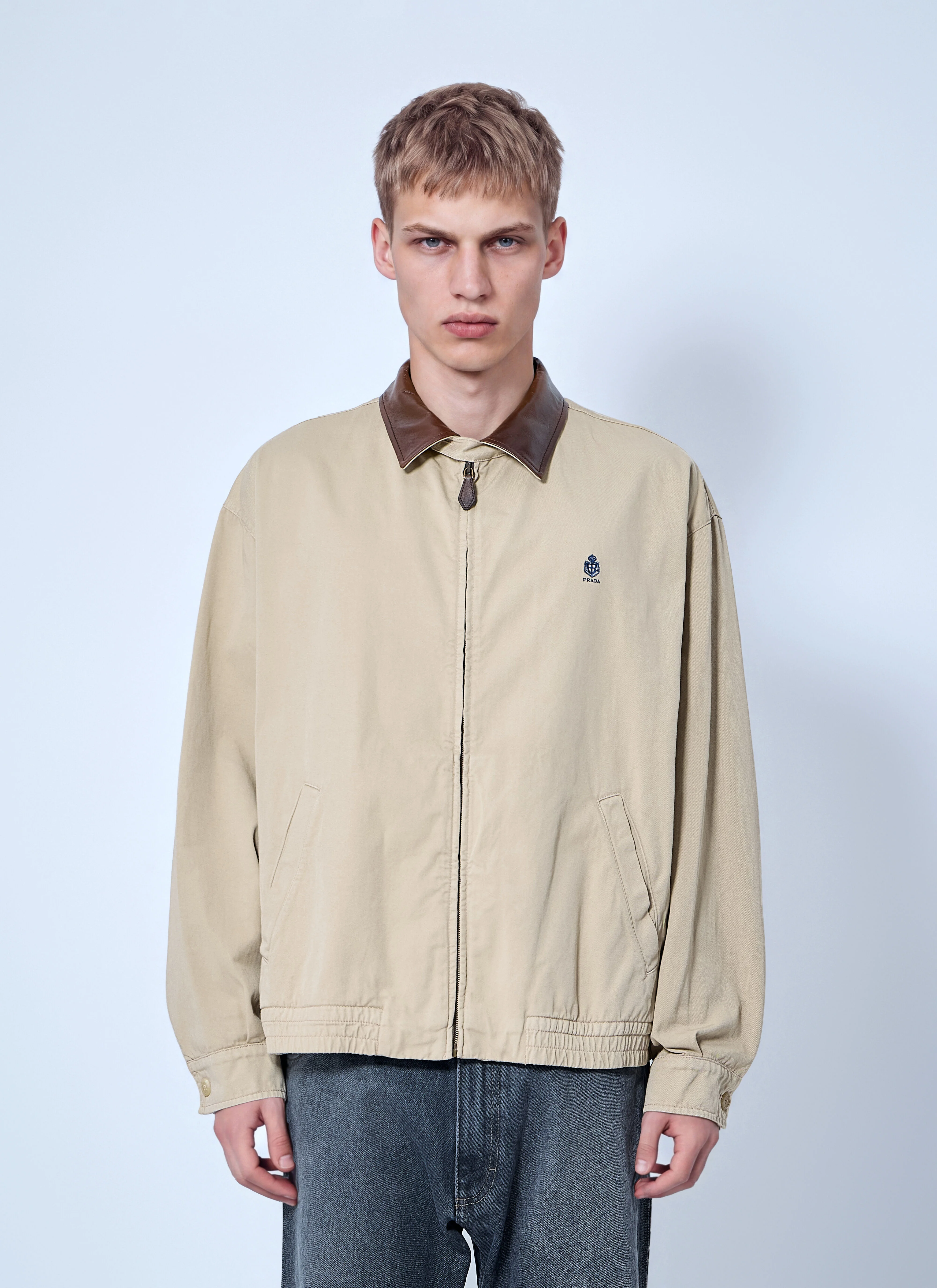 Zip-Up Jacket with Contrast Collar - 1