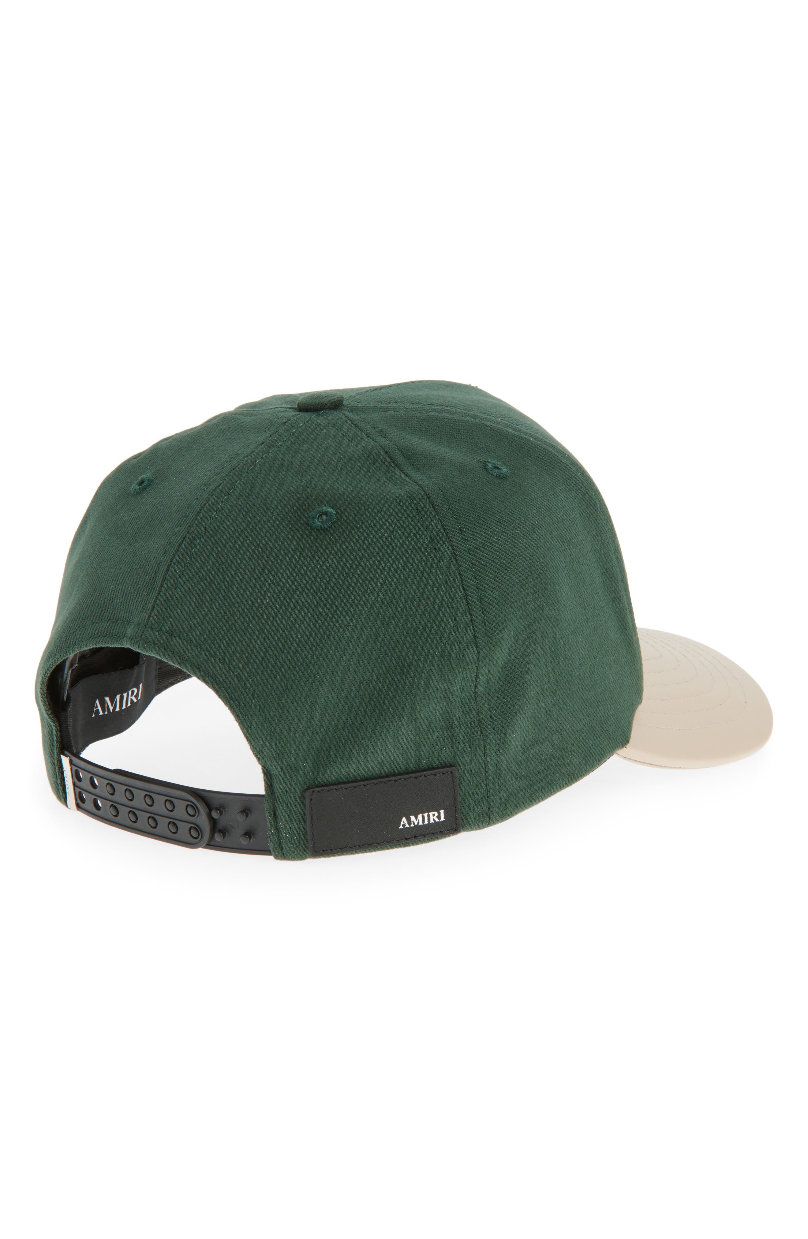 AMIRI MA Two-Tone Cotton & Leather Snapback Baseball Cap in Dark Palm at Nordstrom - 2