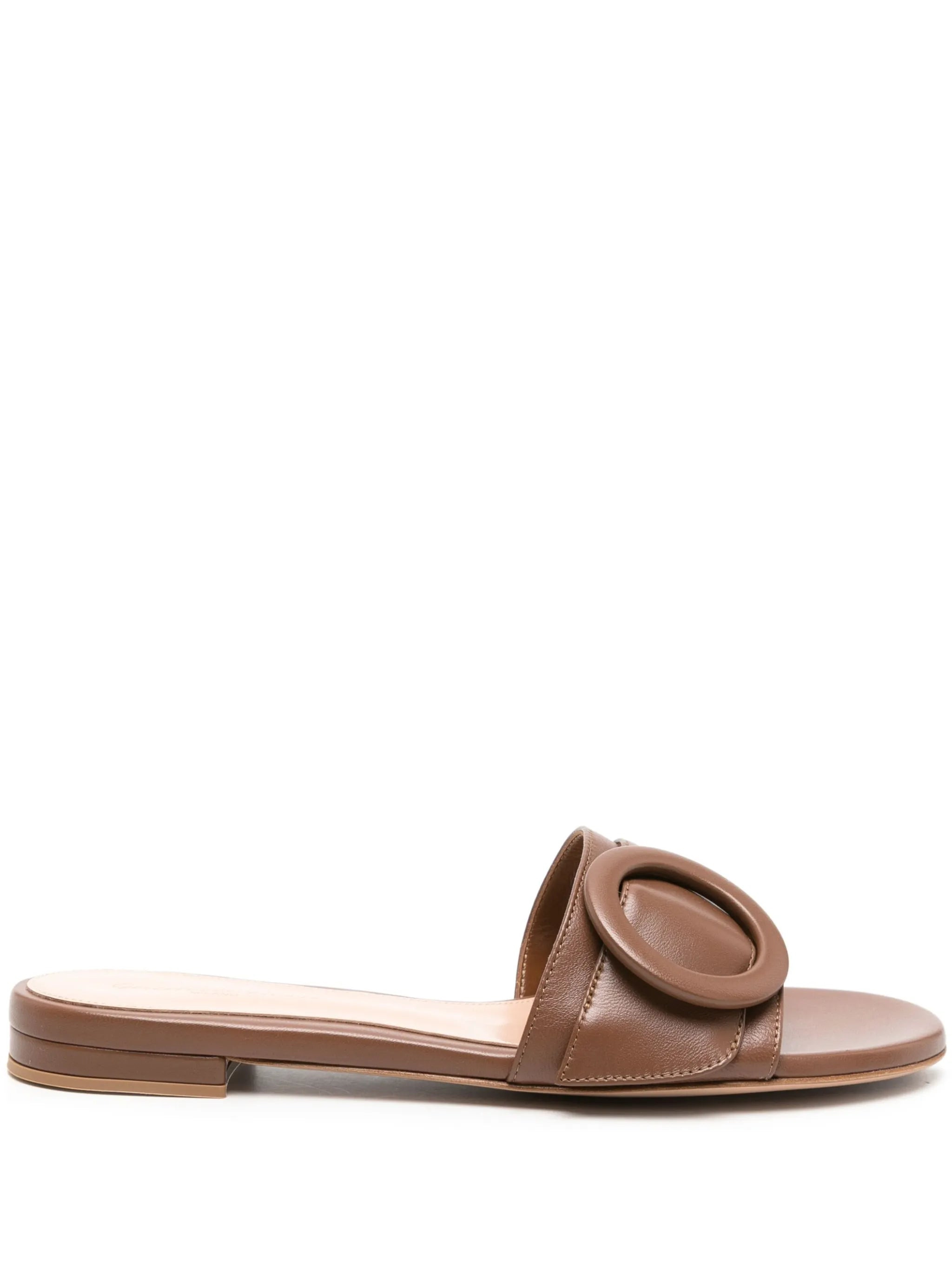 buckle-detail leather slides - 1
