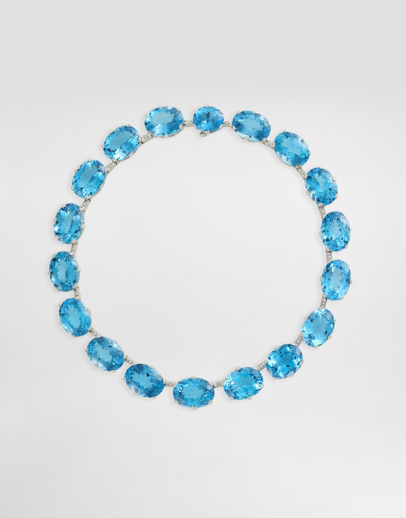 Anna necklace in 18-carat white gold with topazes and diamonds 1