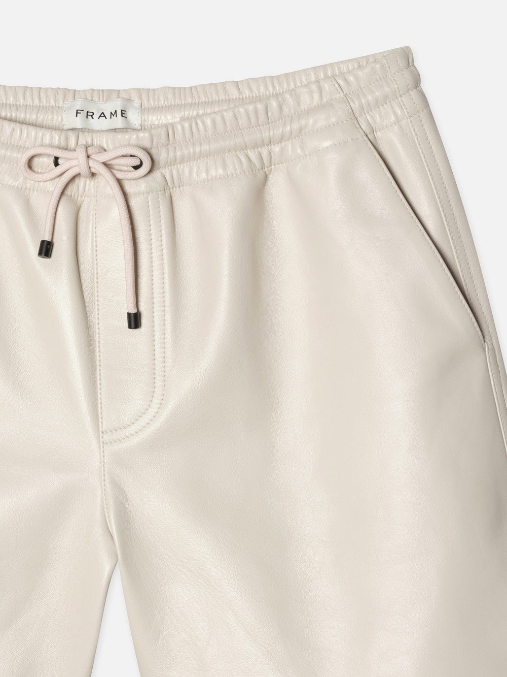 Leather Volley Short in White Canvas - 3