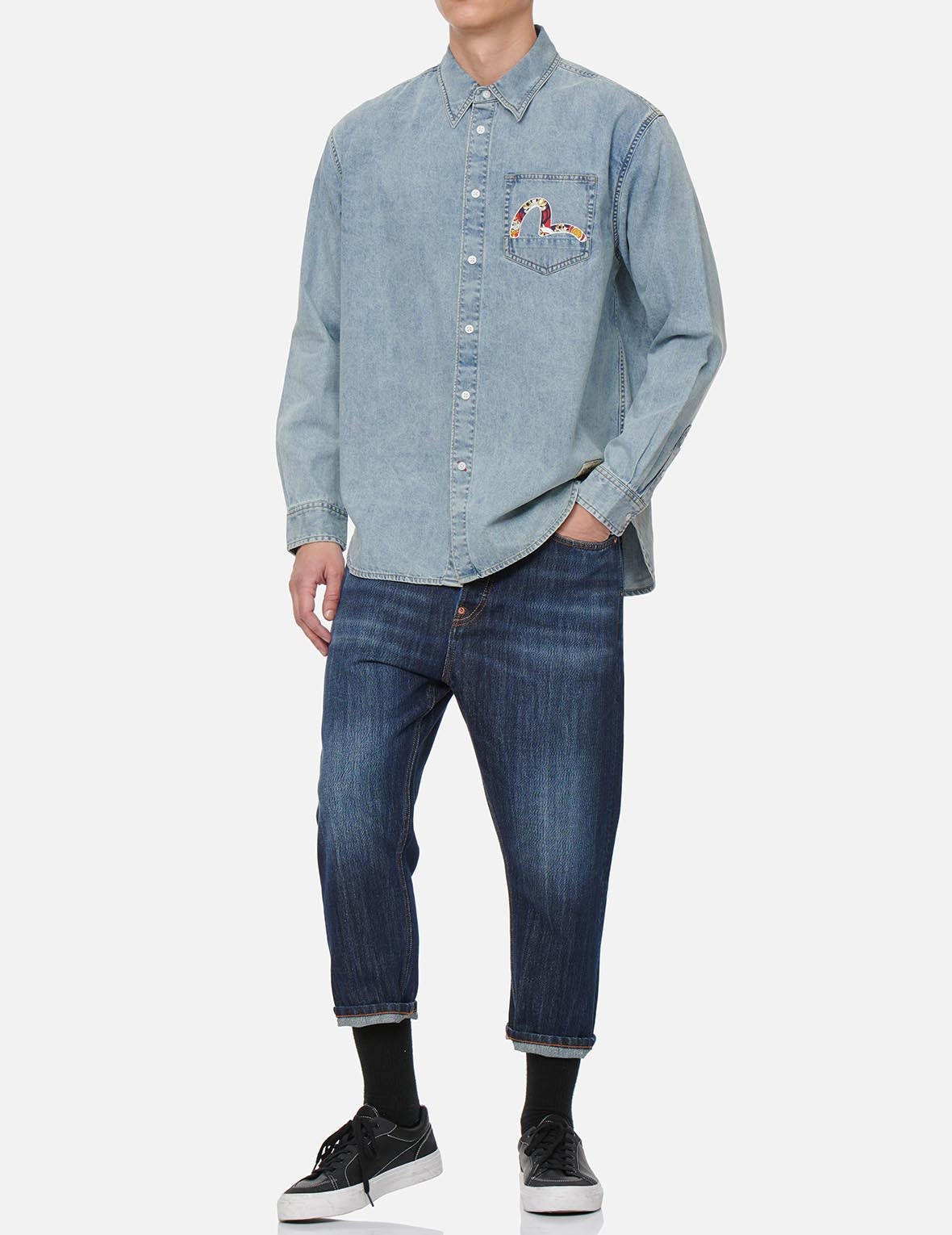 Daruma Buddies Print Denim Shirt - 6