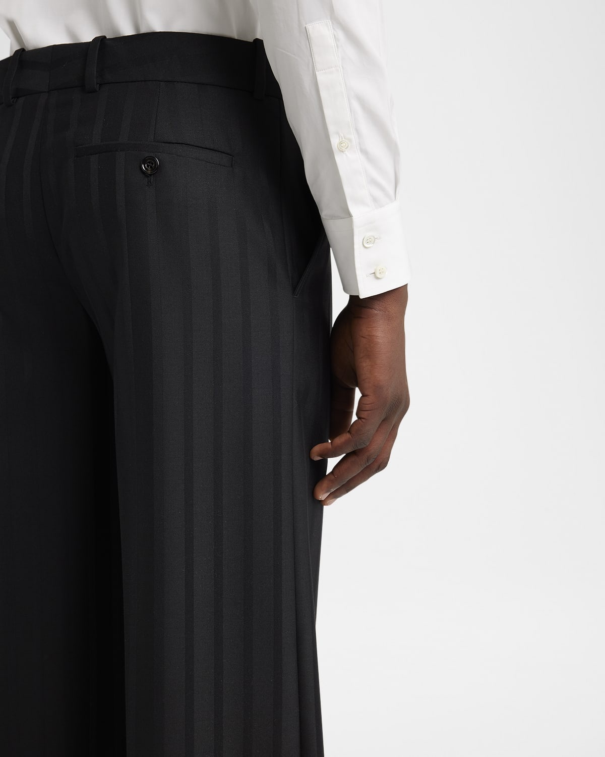 Men's Tonal Satin Stripe Evening Trousers - 5