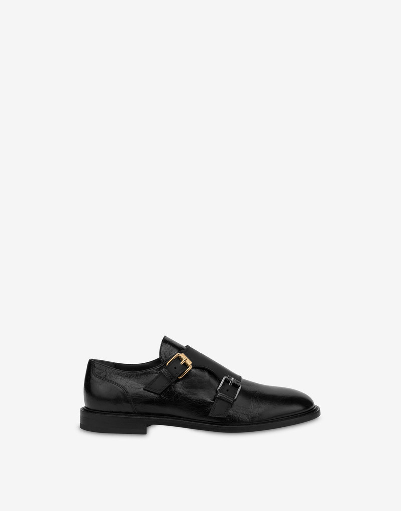 Moschino MULTI BUCKLE DOUBLE MONK STRAP LOAFERS outlook