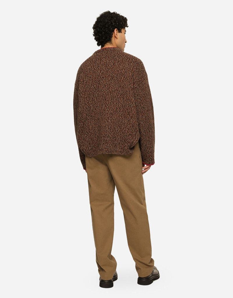 Stretch drill pants with logo label 3