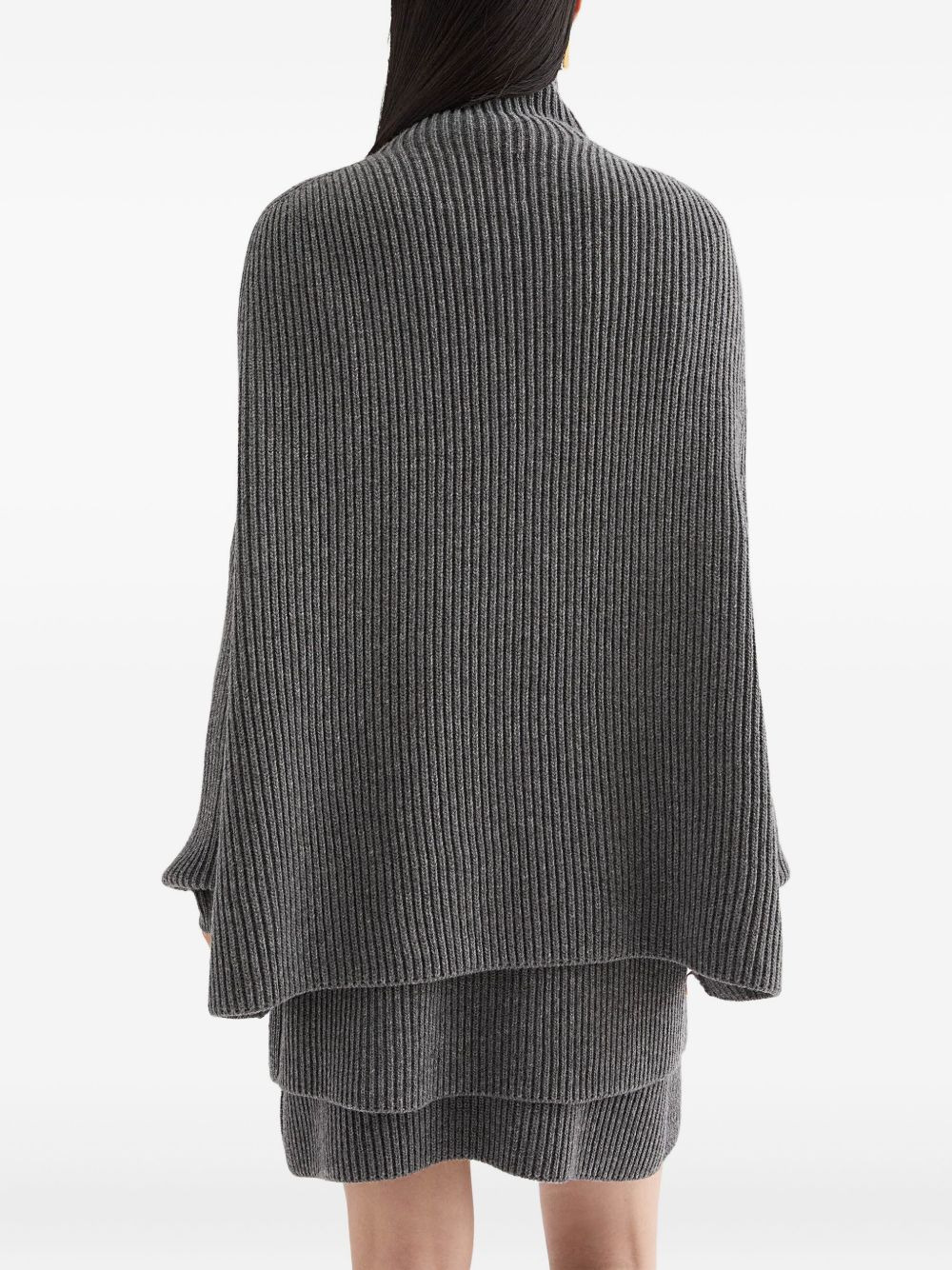 high-neck ribbed cape - 5