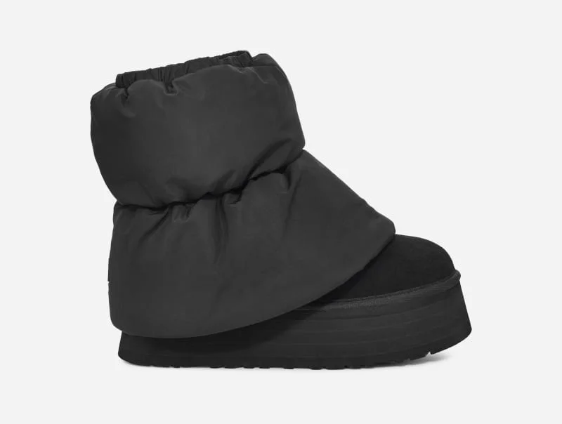 ® Women's Classic Mini Dipper Puffer Textile/Suede Classic Boots in Black/Black - 1