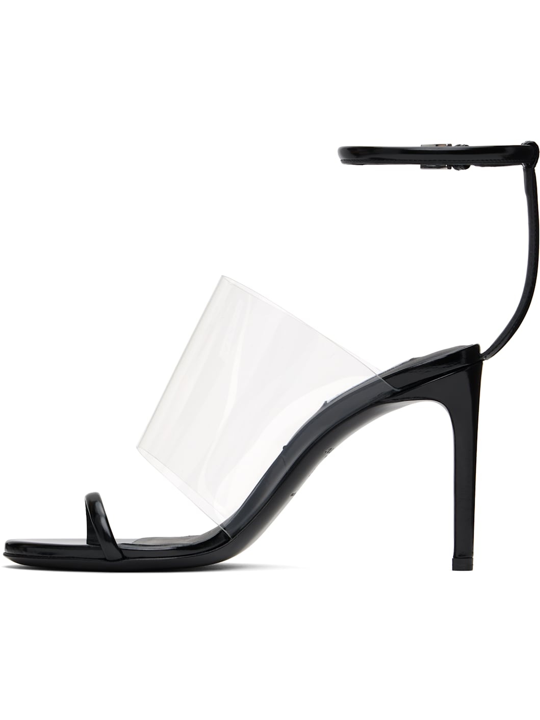 Black Asymmetric Heeled Sandals - 3