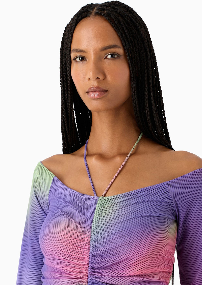 Emporio Armani Sustainability Values Capsule Collection camouflage print recycled mesh jumper 5