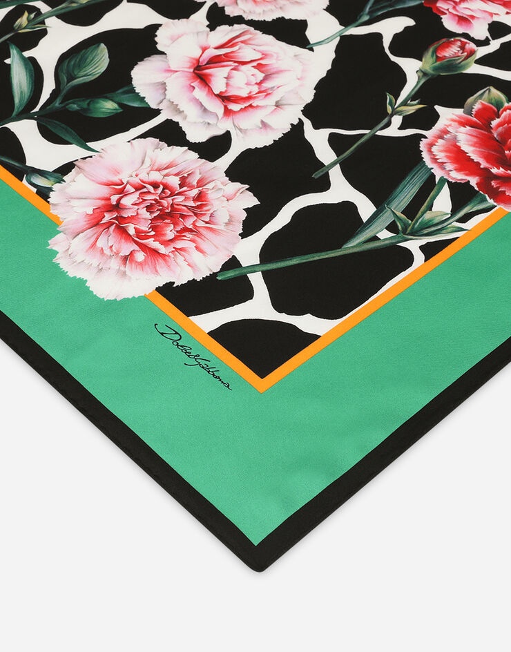Carnation-print twill scarf (70 x 70) - 3