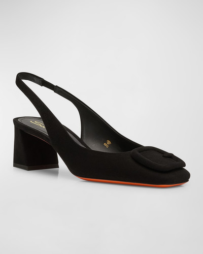 Santoni Suede Buckle Slingback Pumps outlook