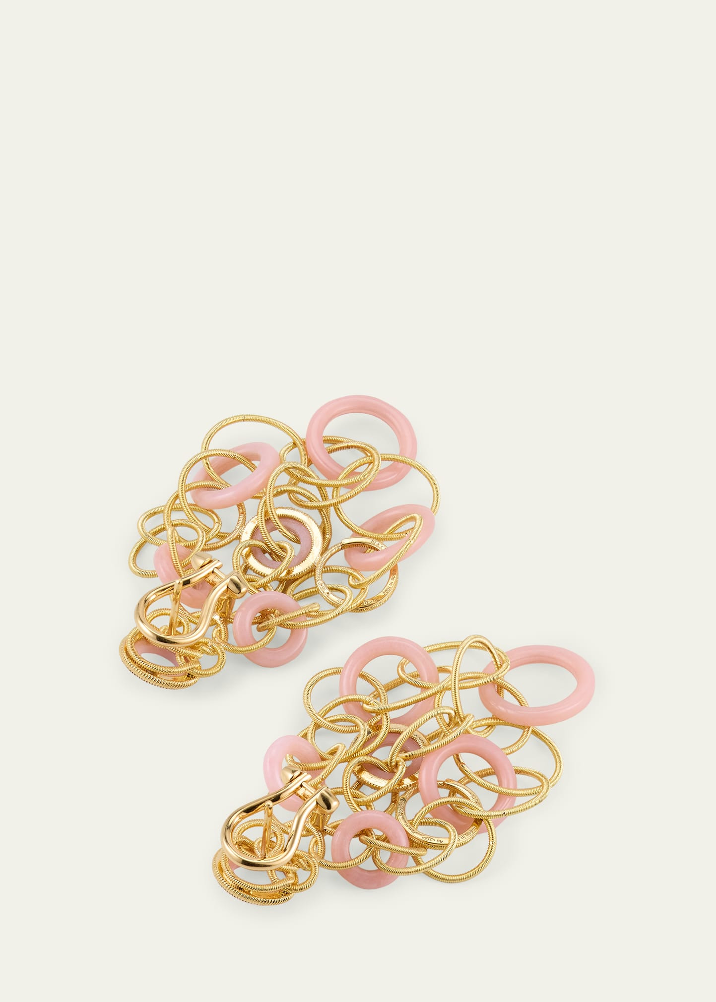 Hawaii 18K Yellow Gold Pink Opal Earrings, 5cm - 4