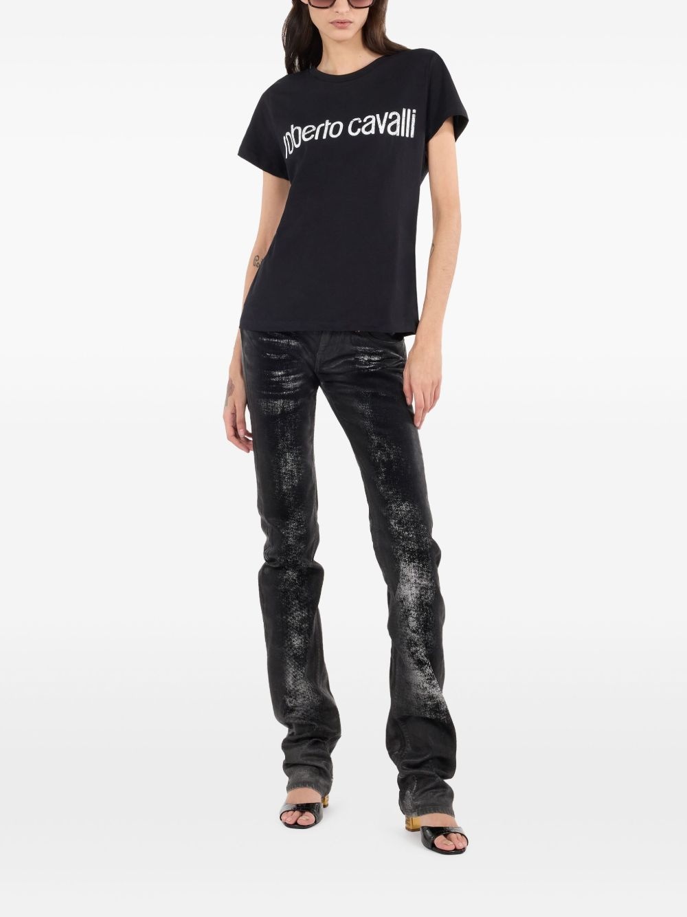 distressed flared jeans - 2