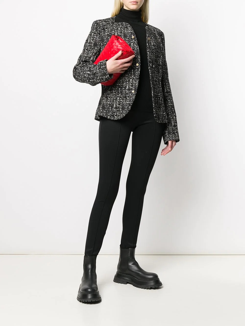 sweetheart neckline tweed jacket - 2