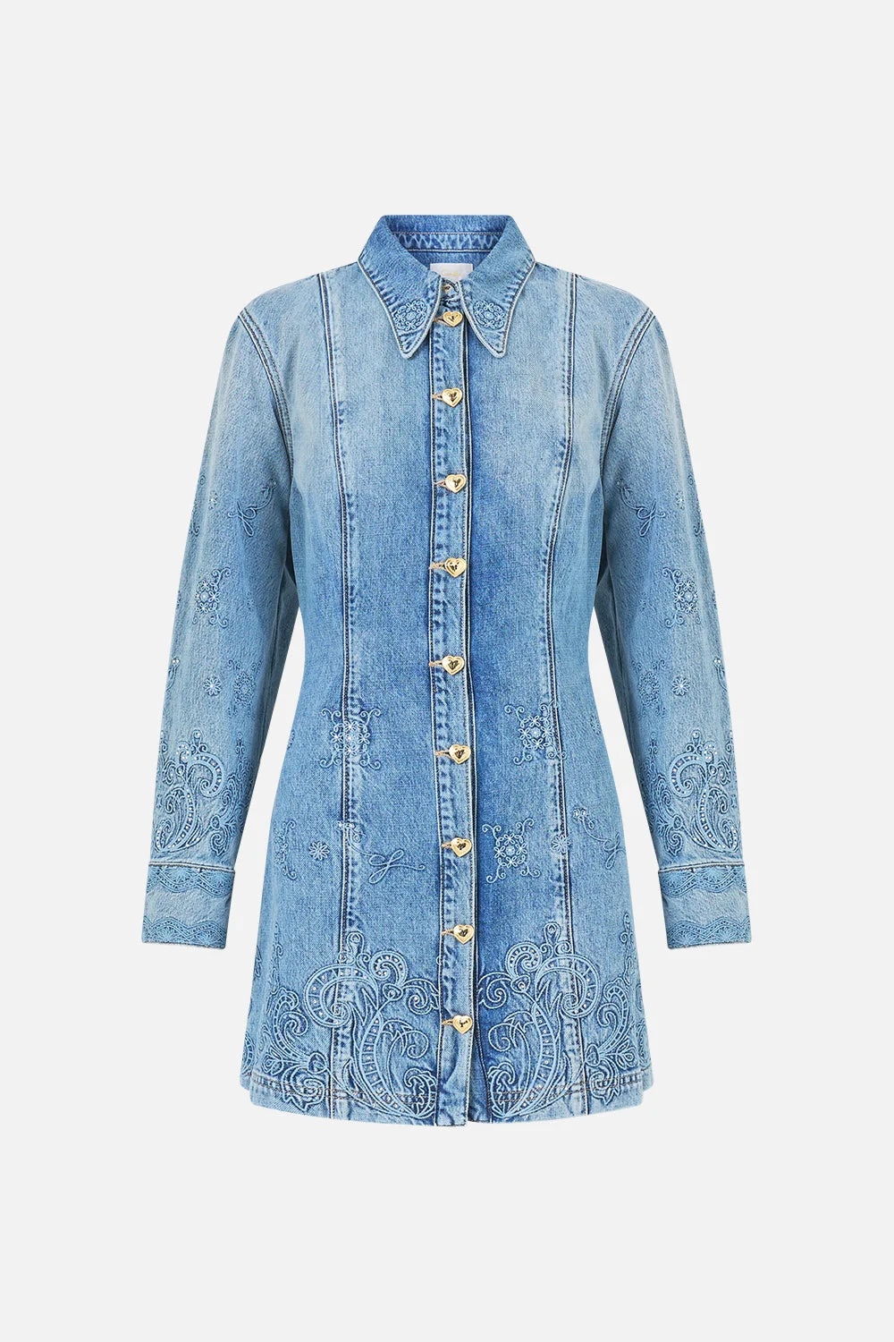 SHIRT DRESS WITH A LINE SKIRT DENIM - 1