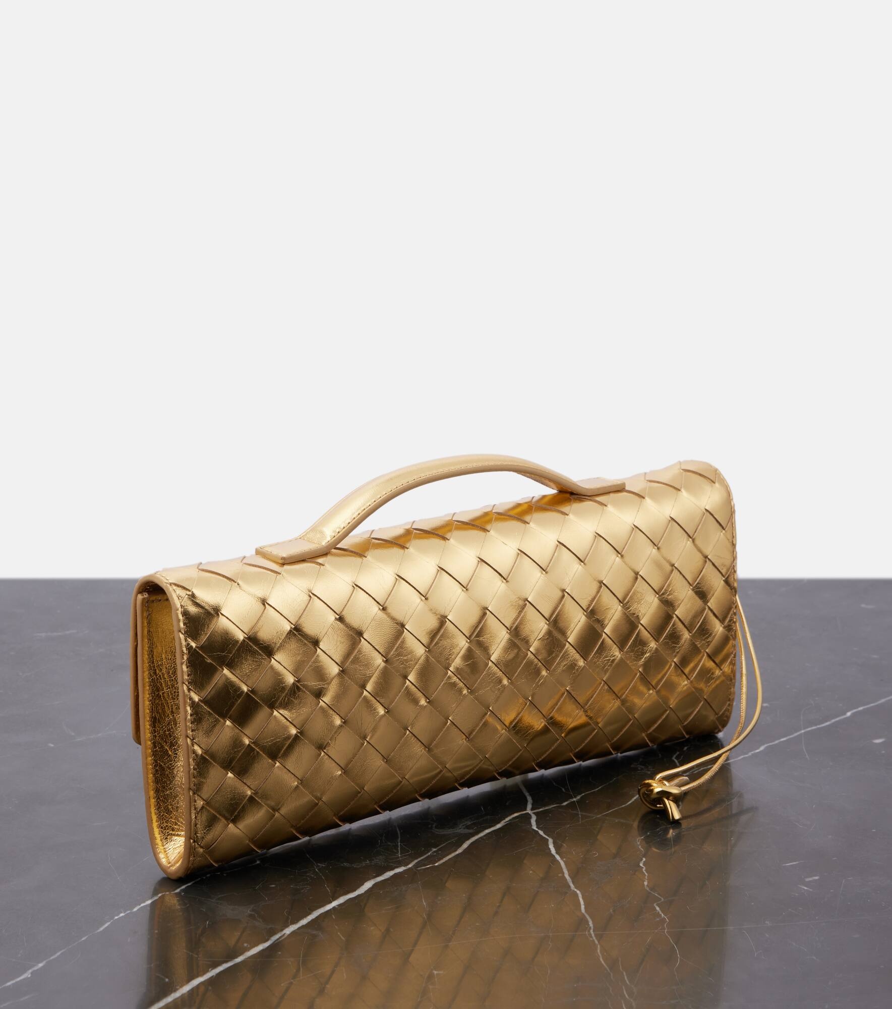 Andiamo Intrecciato metallic leather clutch - 4