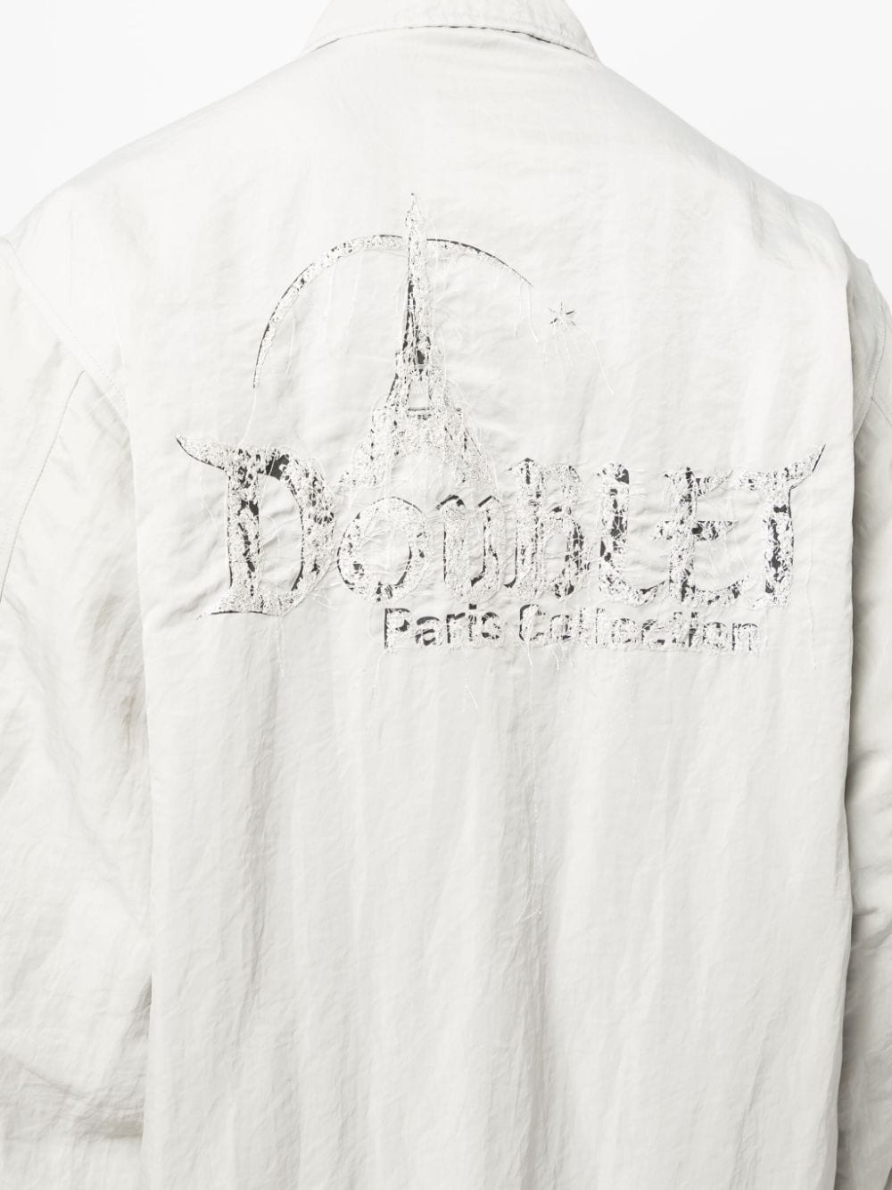 logo-embroidered shirt jacket - 5
