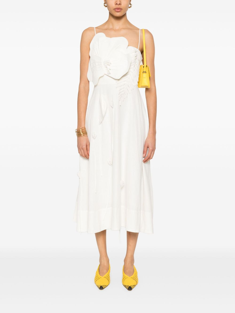 floral-appliqué midi dress - 2