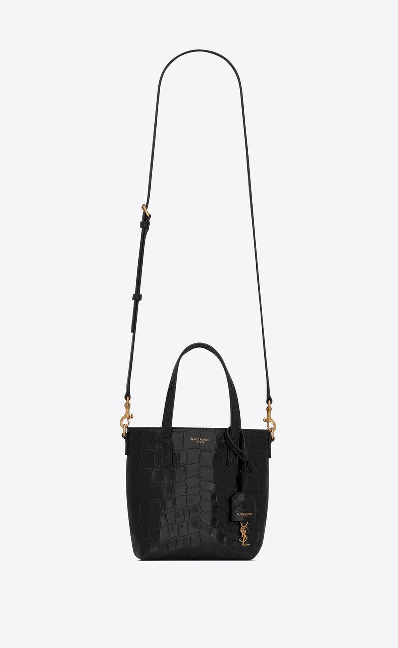 SAINT LAURENT saint laurent paris mini toy shopping in crocodile-embossed leather outlook