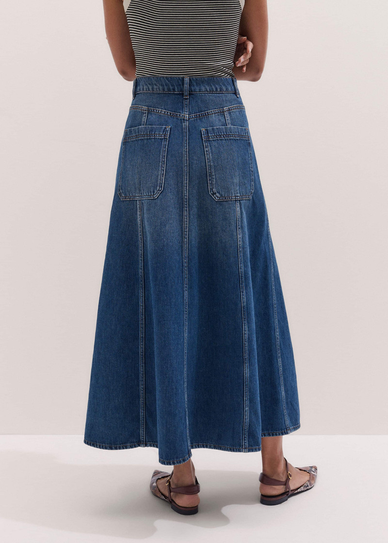 Panelled Denim Maxi Skirt 5