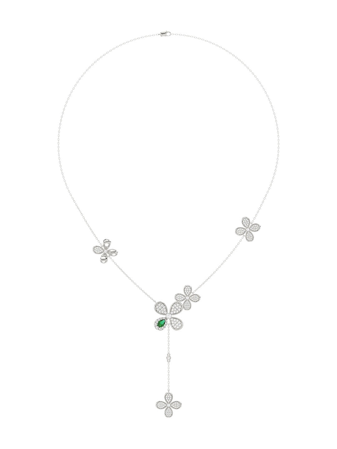 FLORAL WHITE GOLD Y NECKLACE - 1