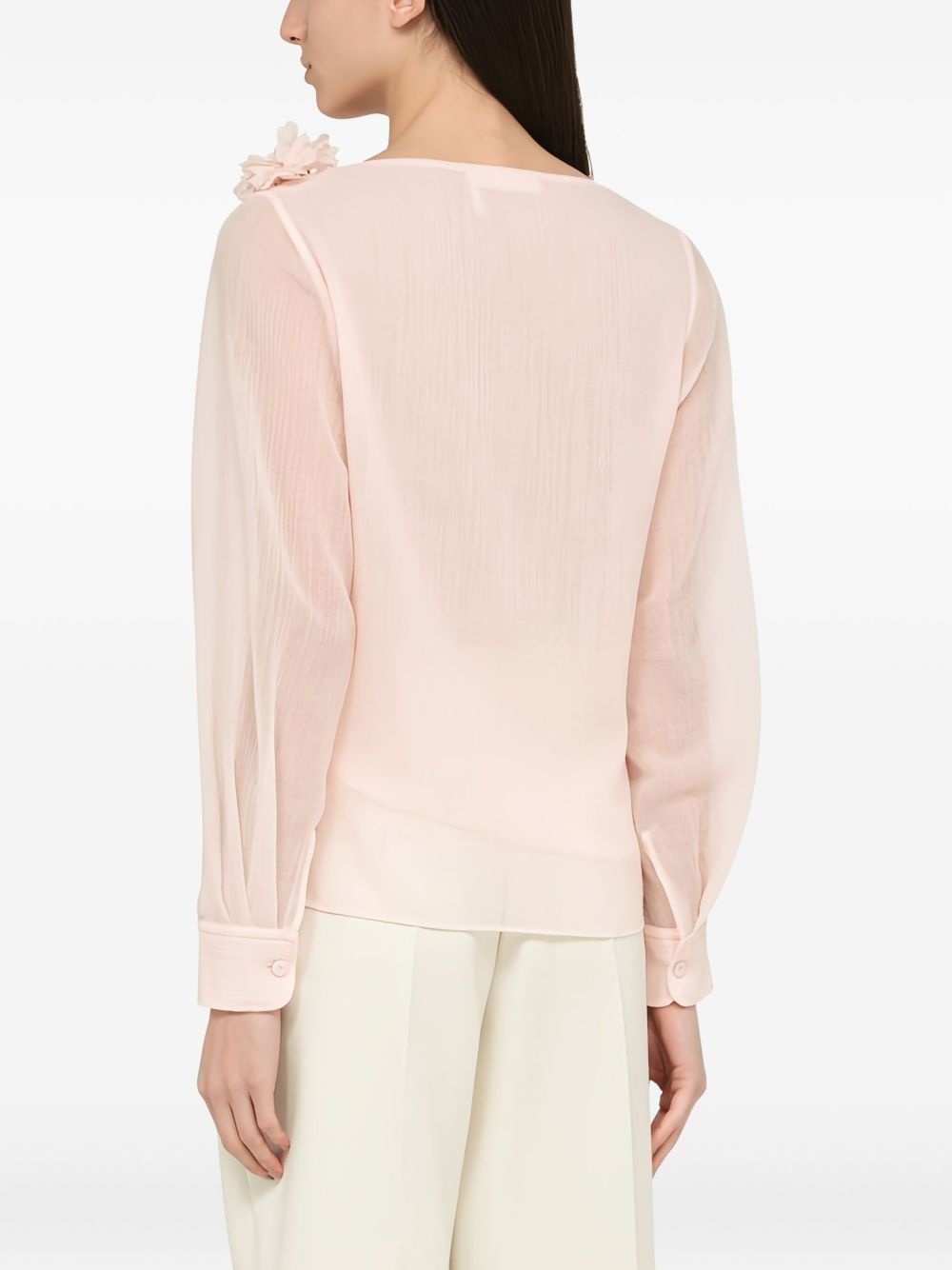 draped flower-embellished top - 3