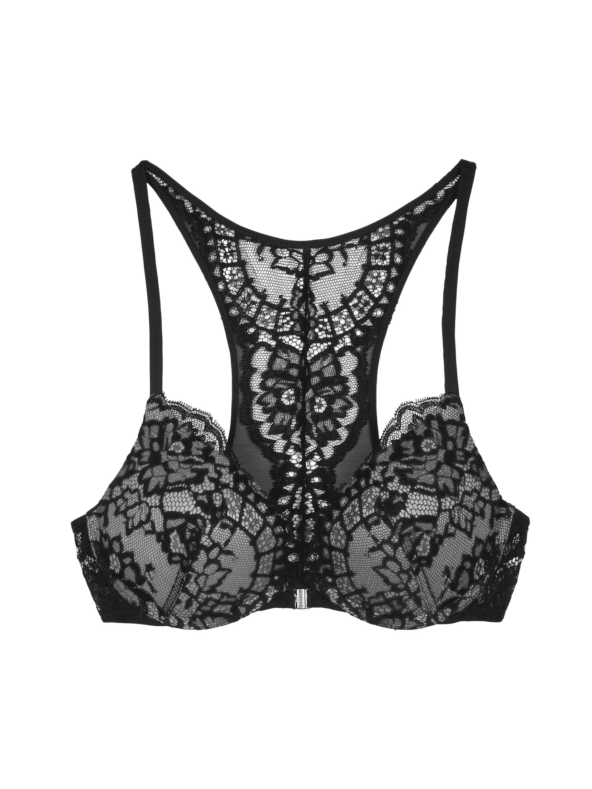 Women's Belle Fleur Push-Up Demi Bra - Black - 1
