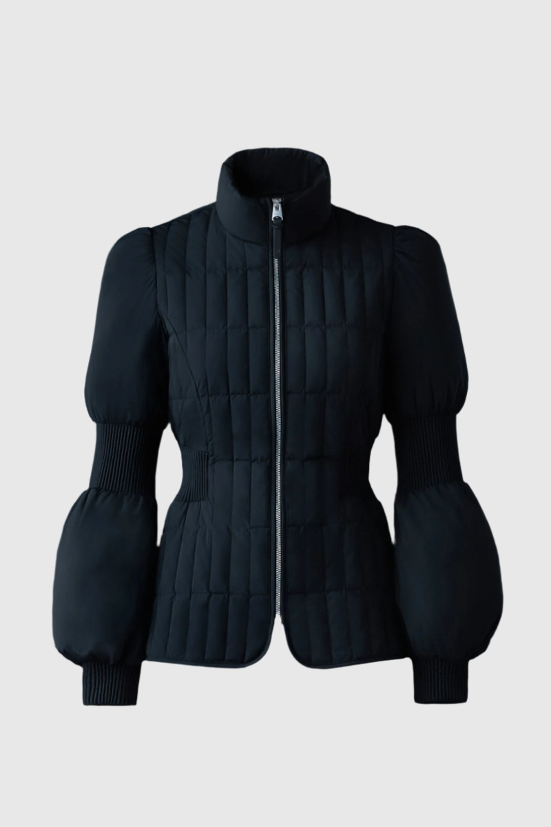 FELICIA Light down vertical quilted jacket smocked at waist 1