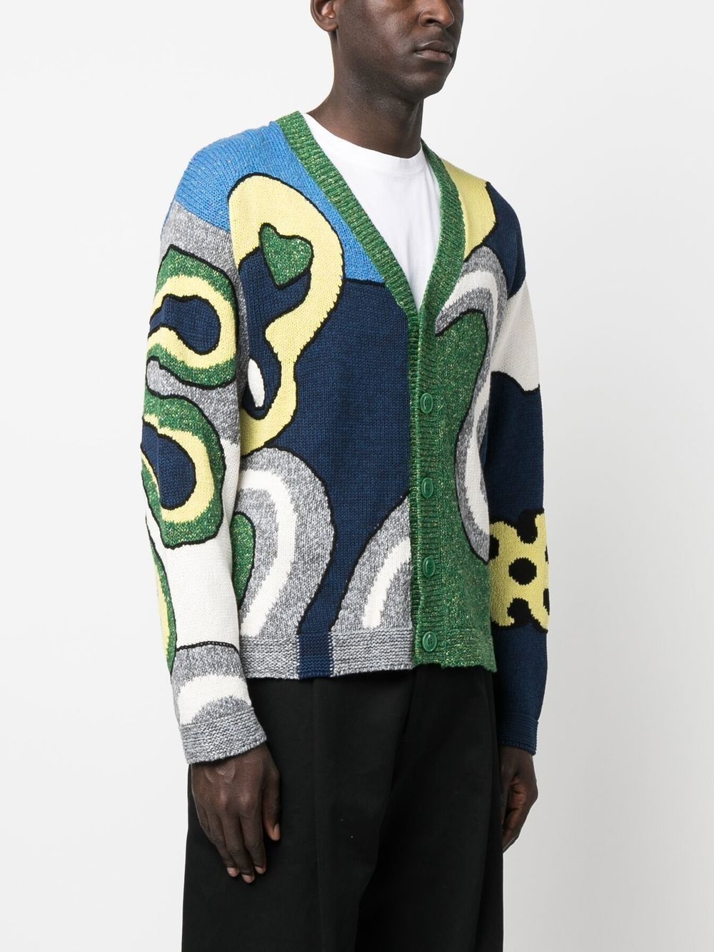 abstract-intarsia knit cardigan - 3
