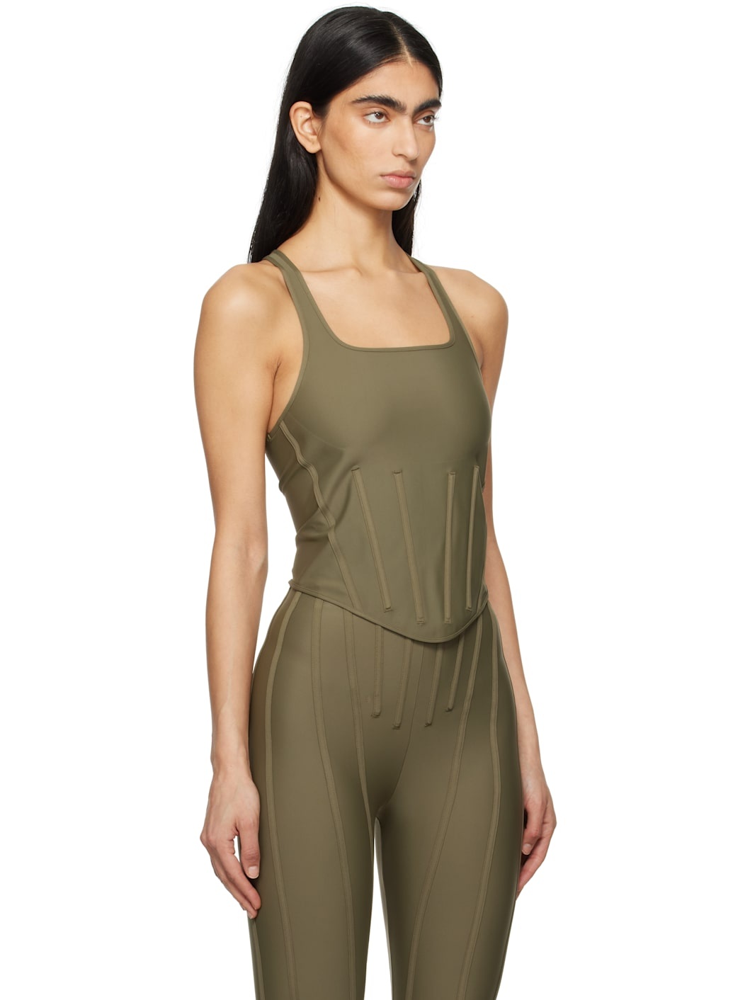 Khaki Corseted Tank Top - 2