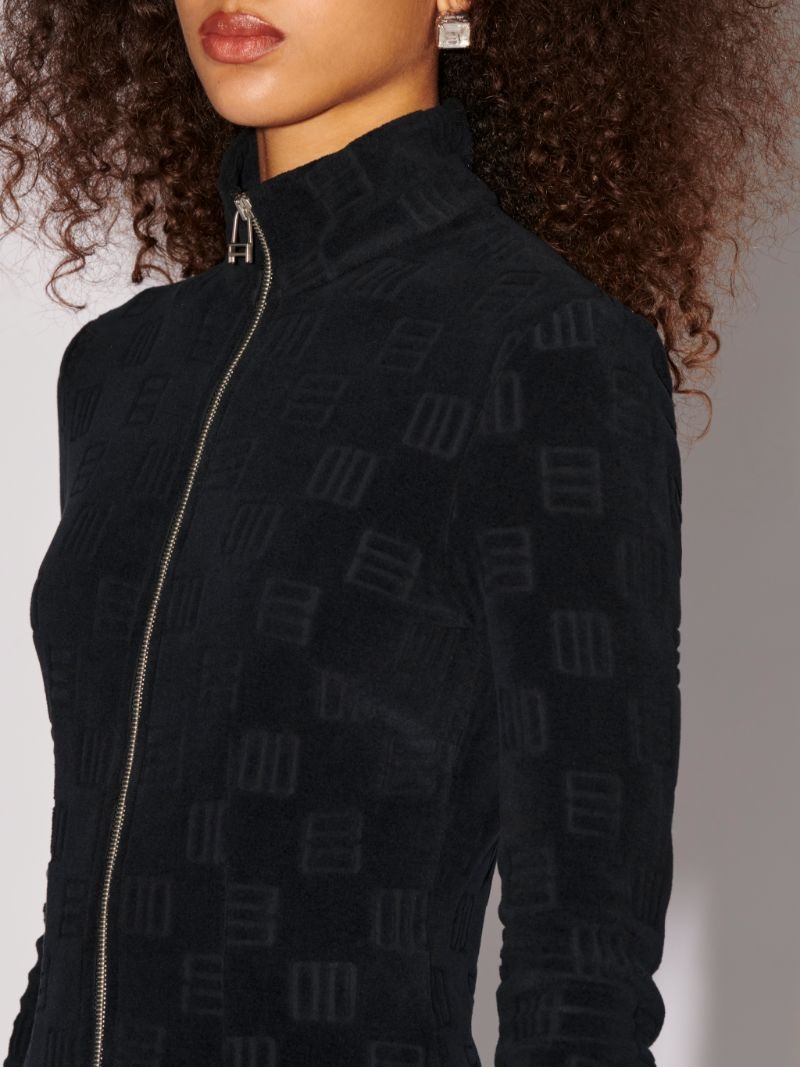 MONOGRAM CUTTED ZIP MINI DRESS - 6