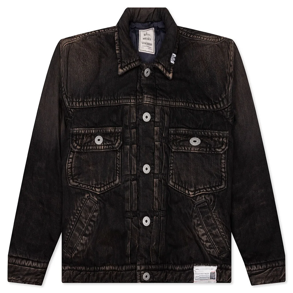 PUFFER DENIM JACKET - BLACK - 1
