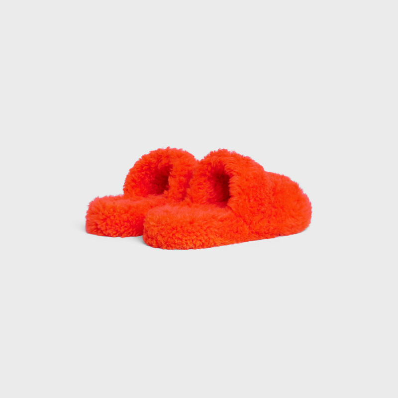 CELINE Celine Fur Slides Triomphe Open Slide  in SHEARLING outlook