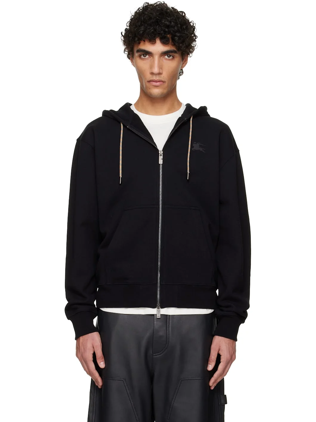 Black Rory Check Patch Hoodie - 1