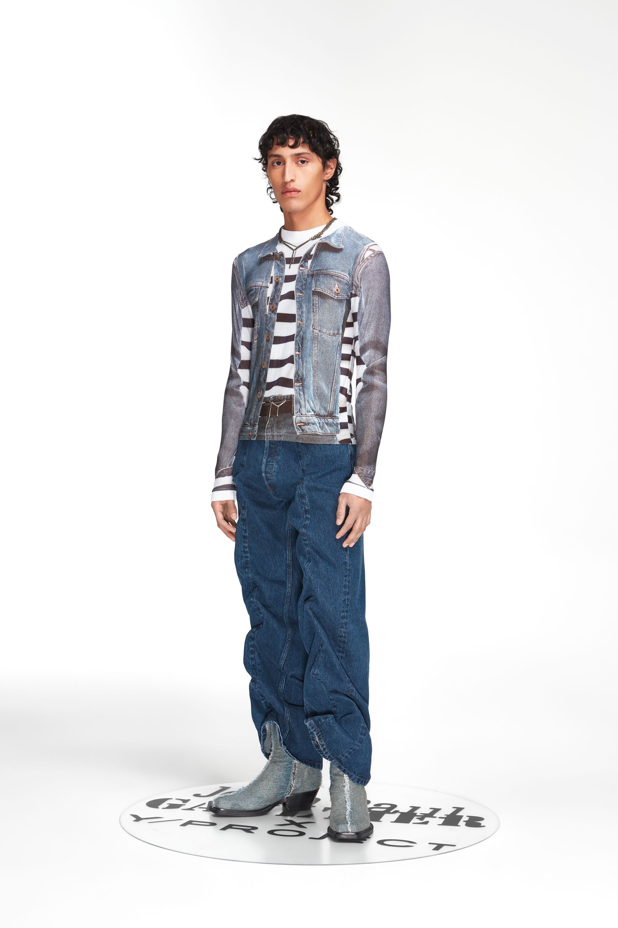 Trompe L'Oeil Denim Jacket Top - 4
