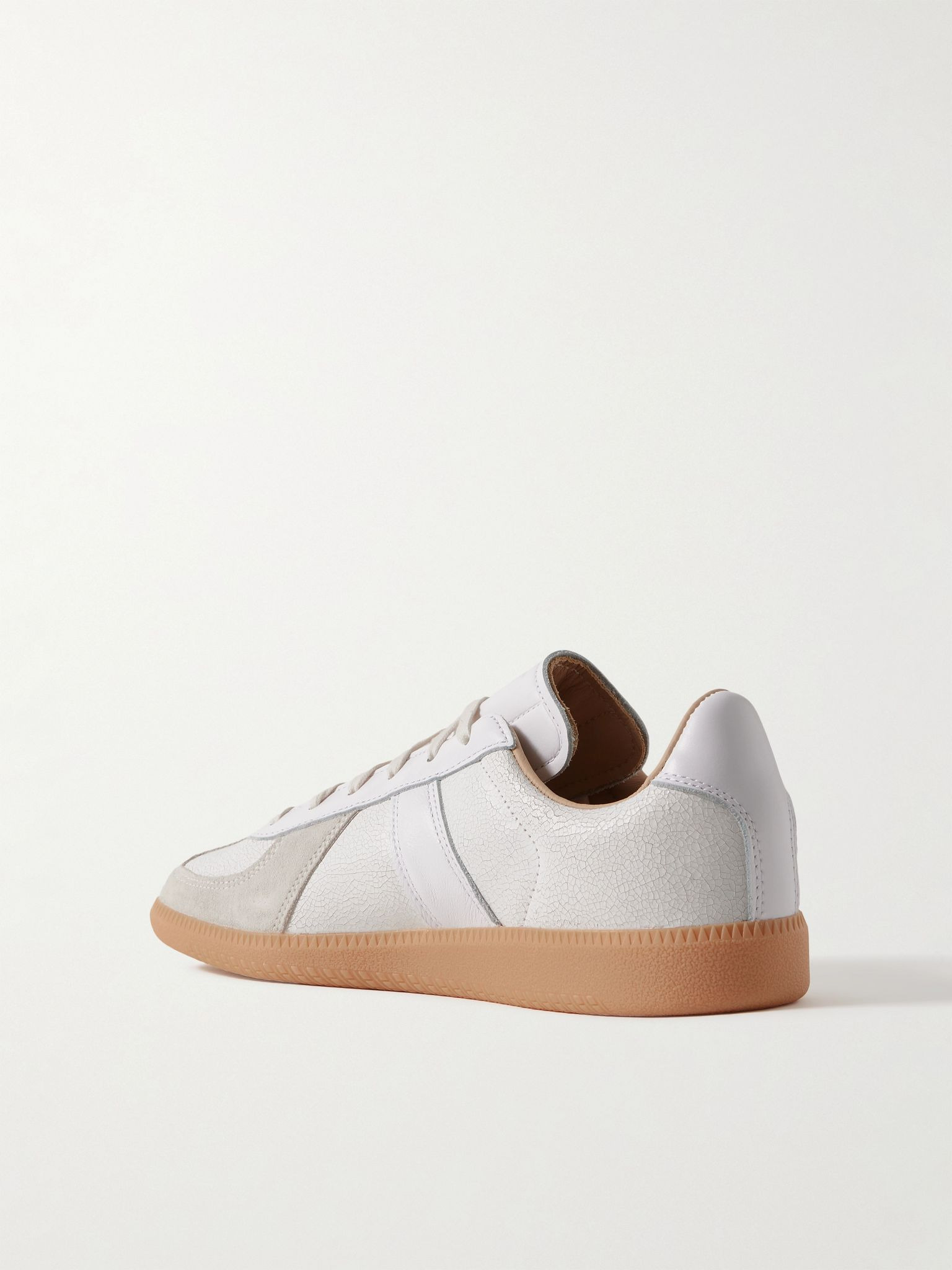 BW Army Lux Suede-Trimmed Cracked-Leather Sneakers White - 4