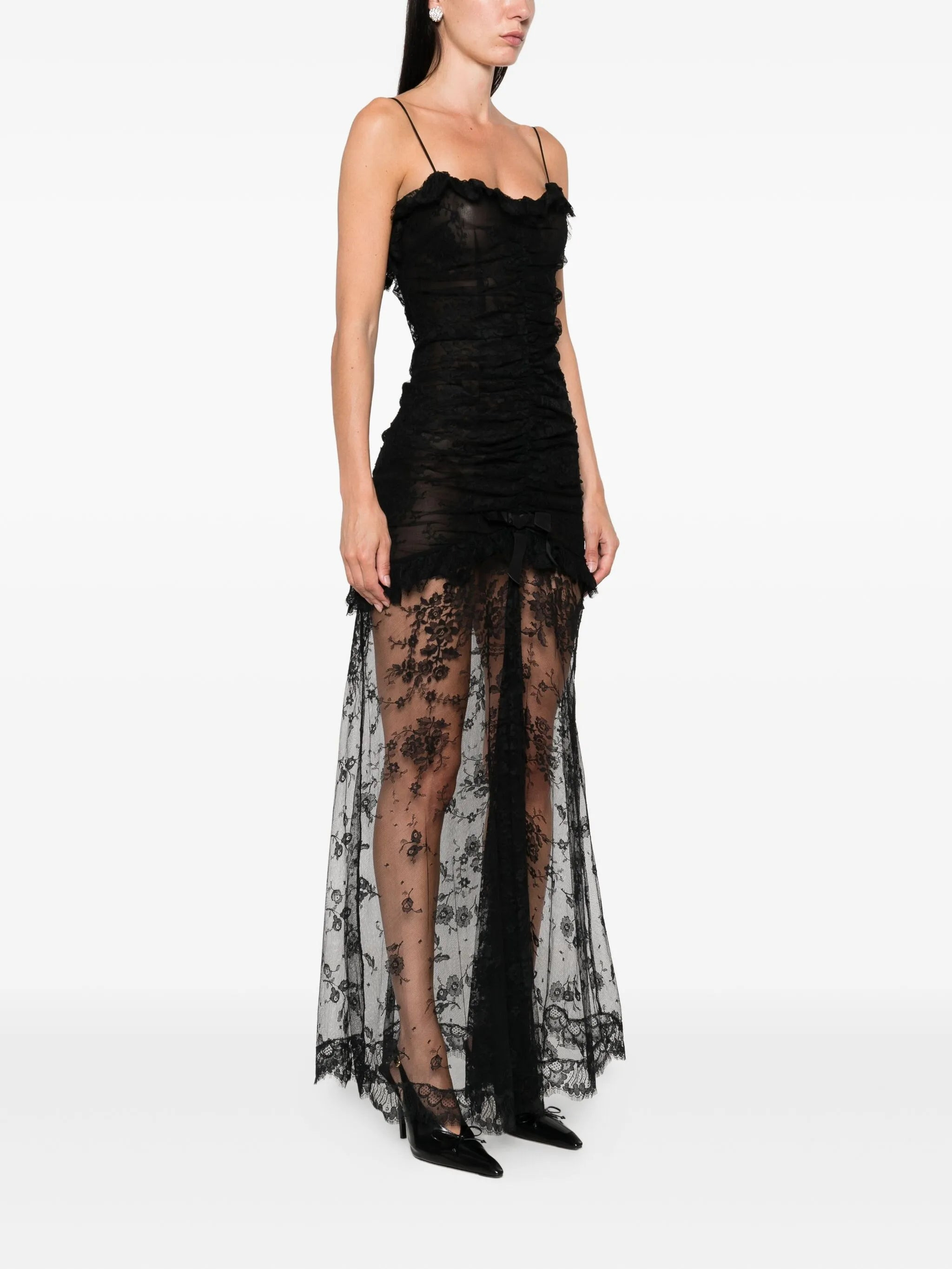 Alessandra Rich Lace Ruched Dress - 2