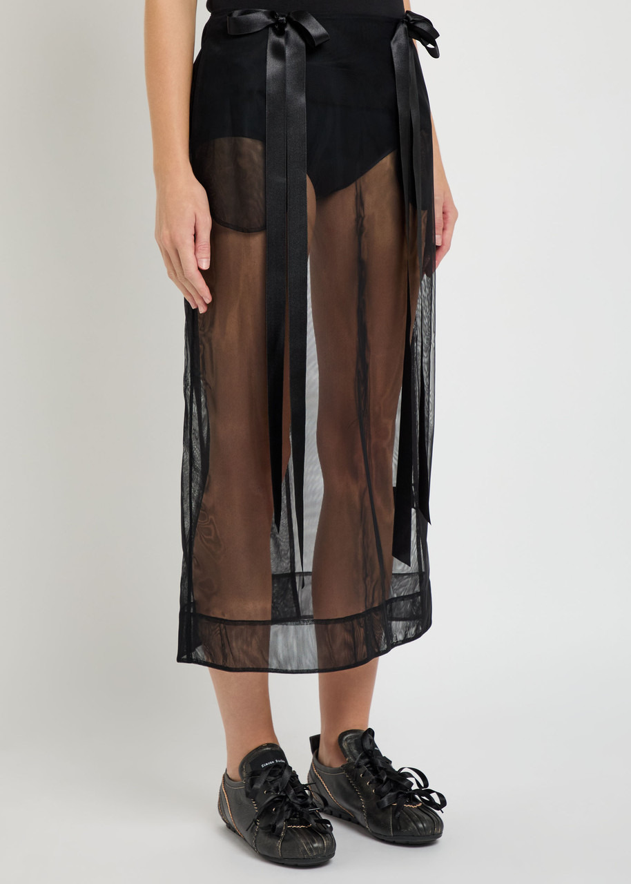 Simone Rocha Bow-embellished Sheer Tulle Midi Skirt - 2