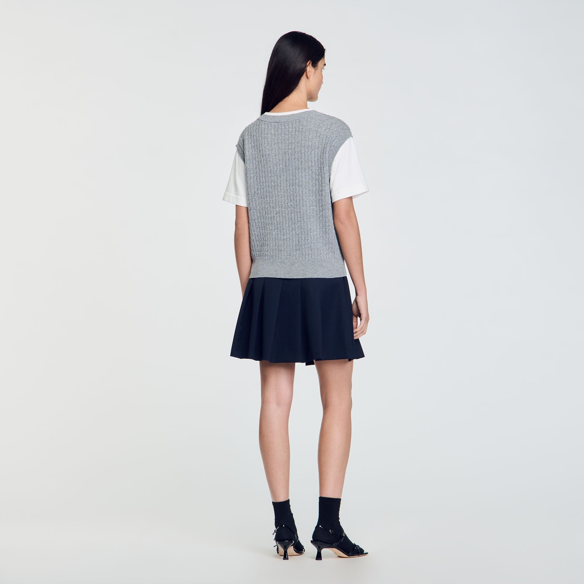 DUAL-MATERIAL KNIT JUMPER - 6