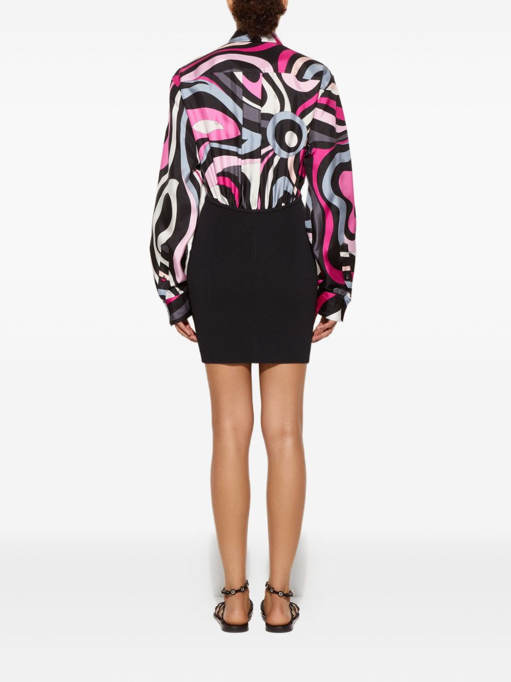 Marmo-print shirt mini dress - 4
