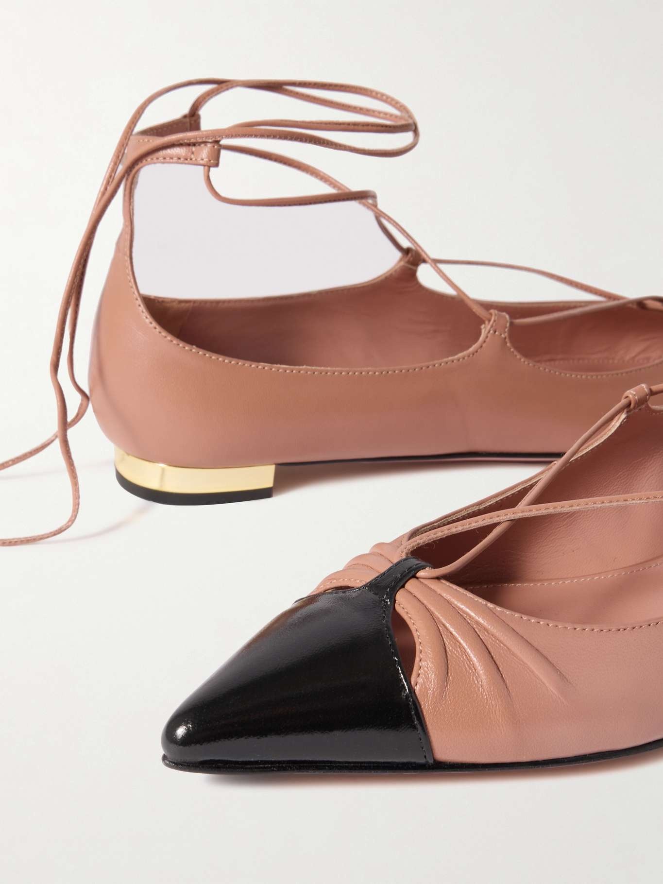 Gabi lace-up leather point-toe flats Antique rose - 4