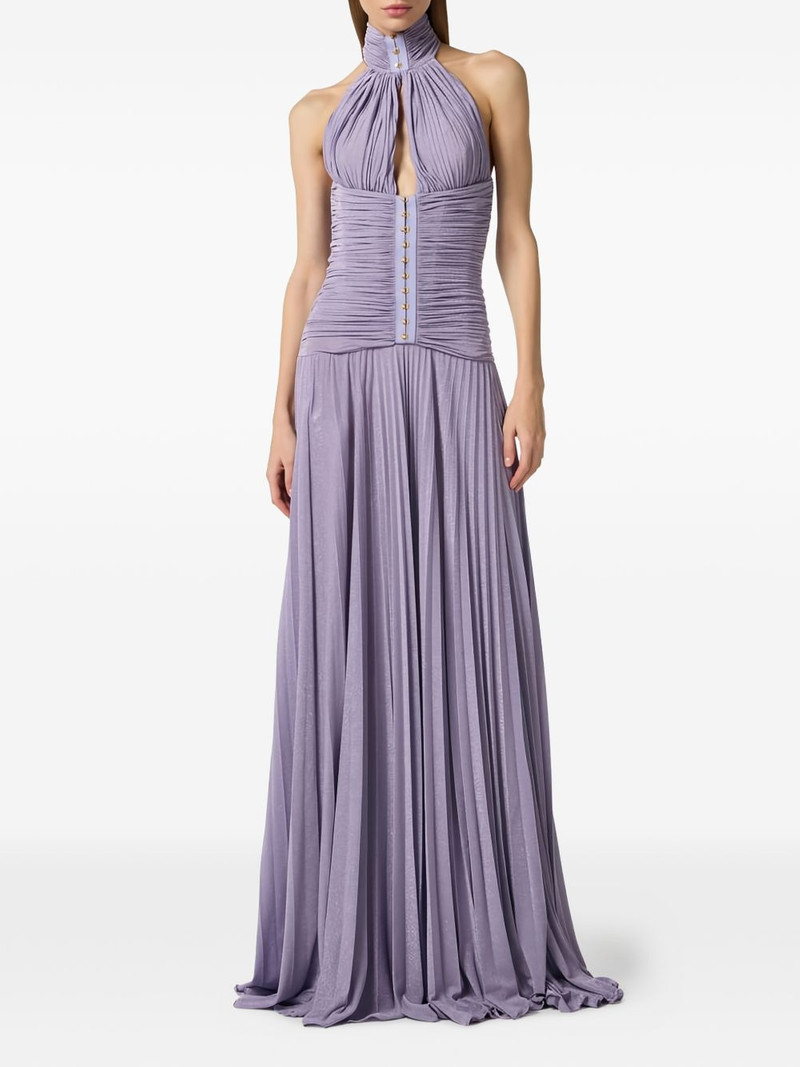 ELISABETTA FRANCHI halterneck pleated maxi dress outlook