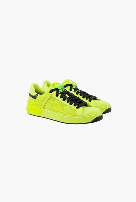 EXCLUSIVE - Smooth leather and yellow mesh B-Court sneakers - 2