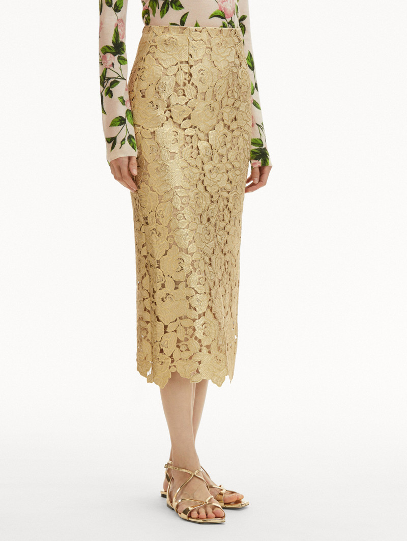 GOLD FOIL ROSE GUIPURE SKIRT 5