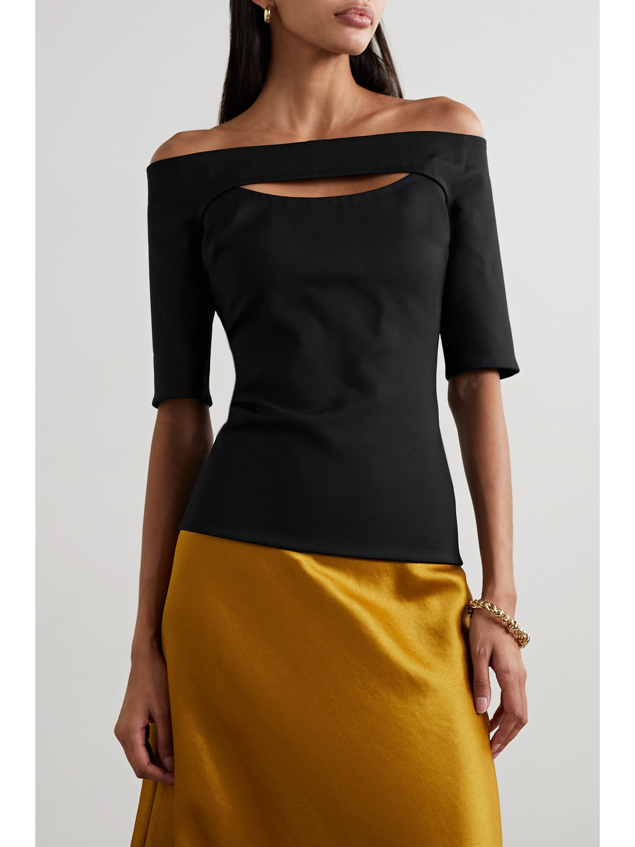 Off-the-shoulder Cutout Stretch-jersey Top - 4
