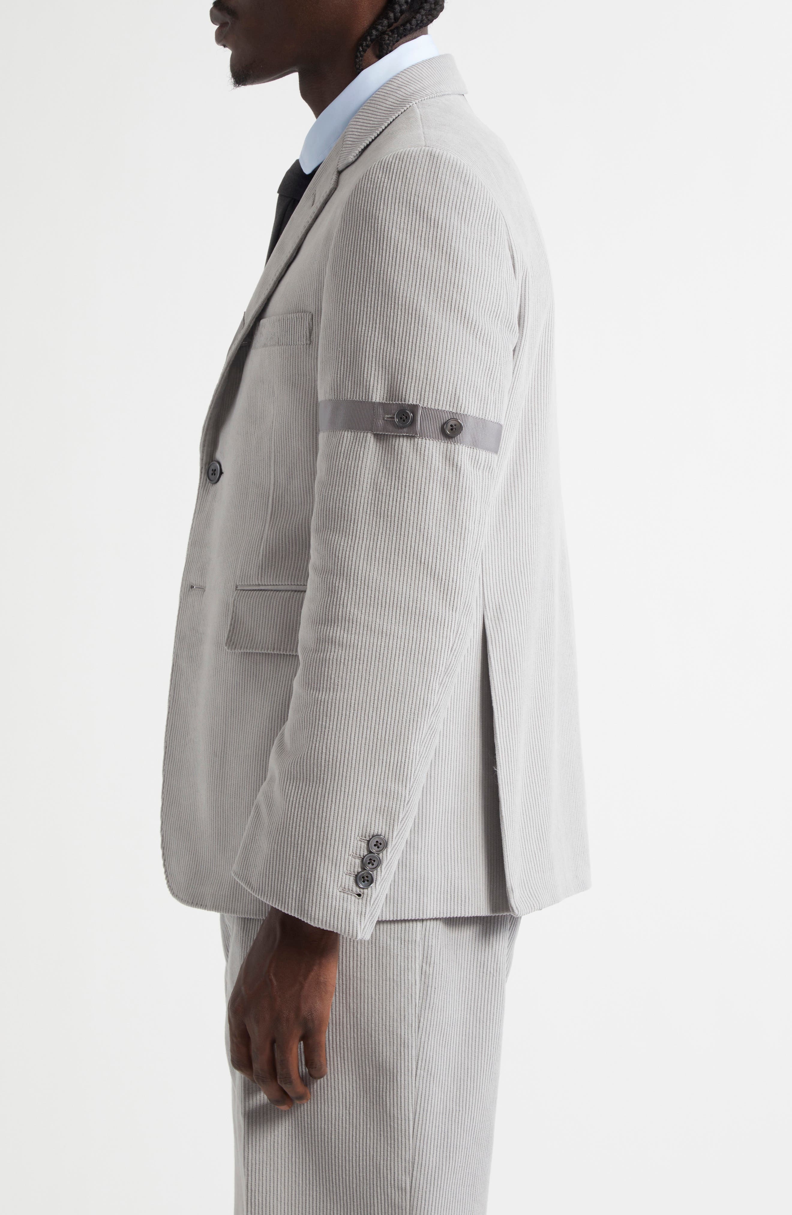 Thom Browne Fit 1 Classic Corduroy Armband Blazer in Light Grey at Nordstrom - 4