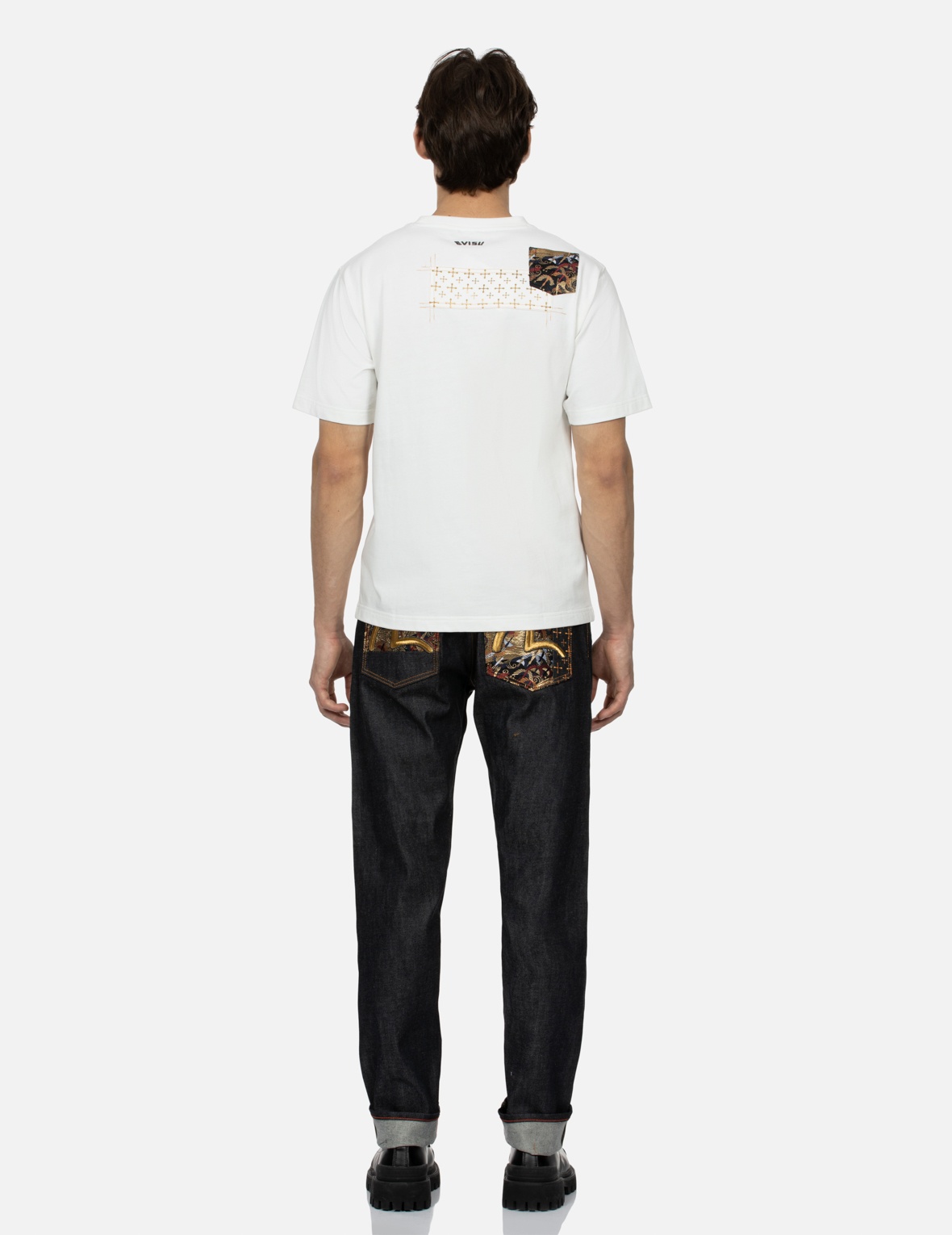 SEAGULL EMBROIDERY AND BROCADE PATCHED CARROT FIT DENIM JEANS #2017 - 5