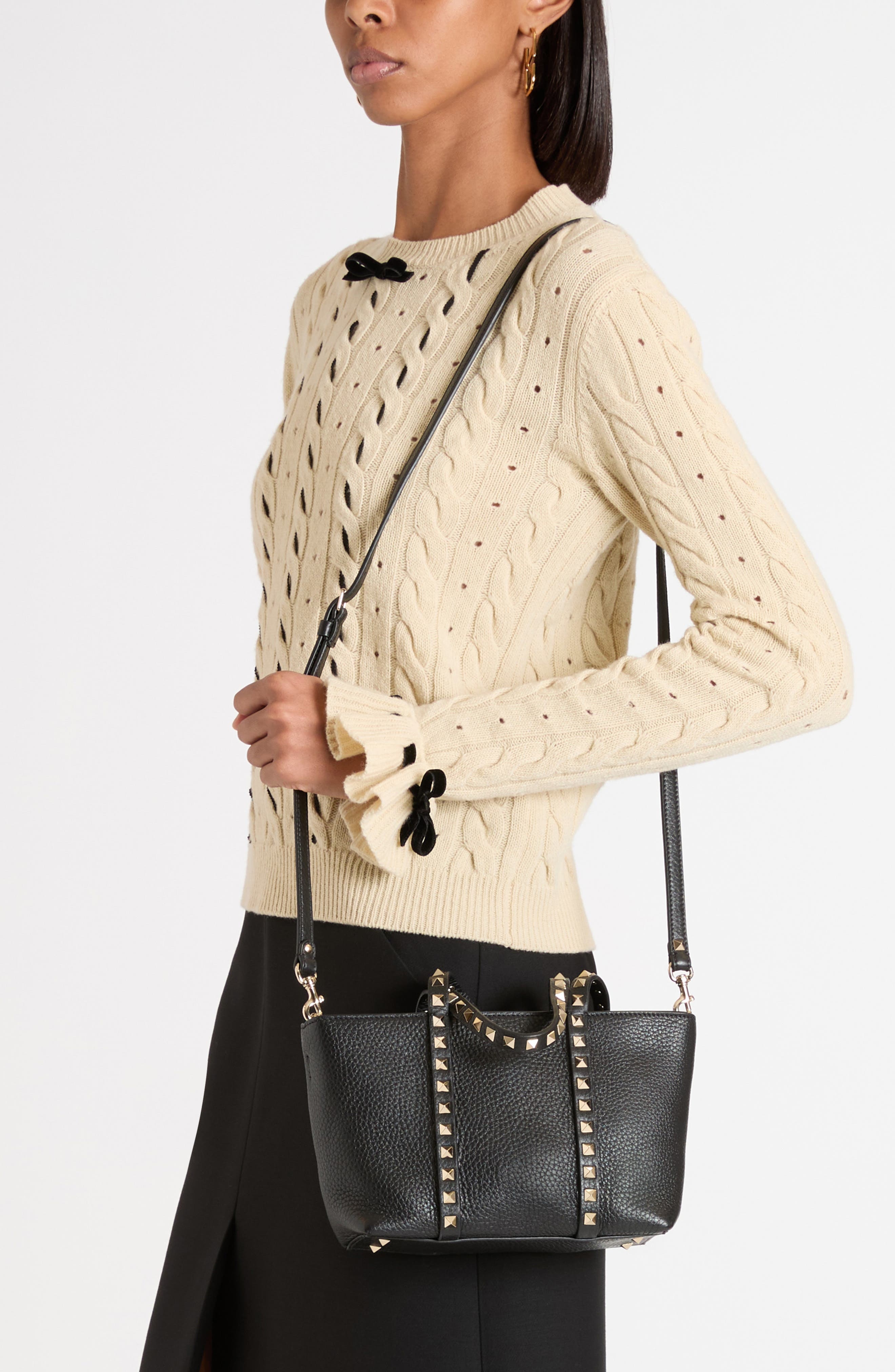 Valentino Garavani Mini Rockstud Leather Tote in Nero at Nordstrom - 3