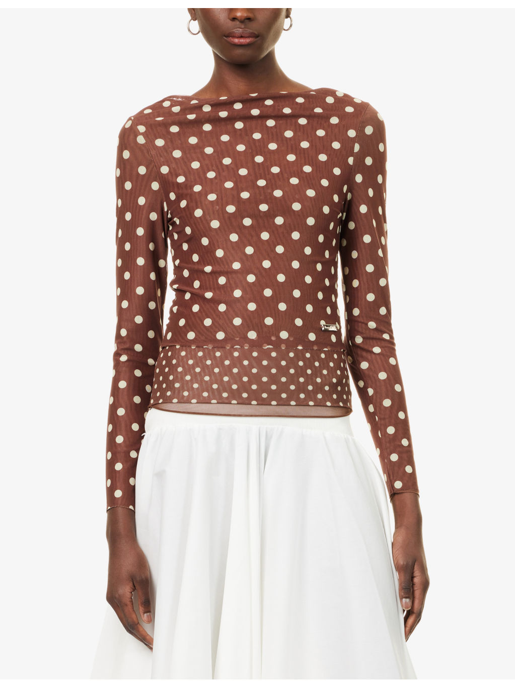 Layer Polka-Dot Stretch-Woven Top - 3
